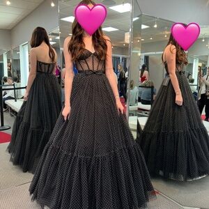 Sherri Hill Black Polka Dot Formal style 56914